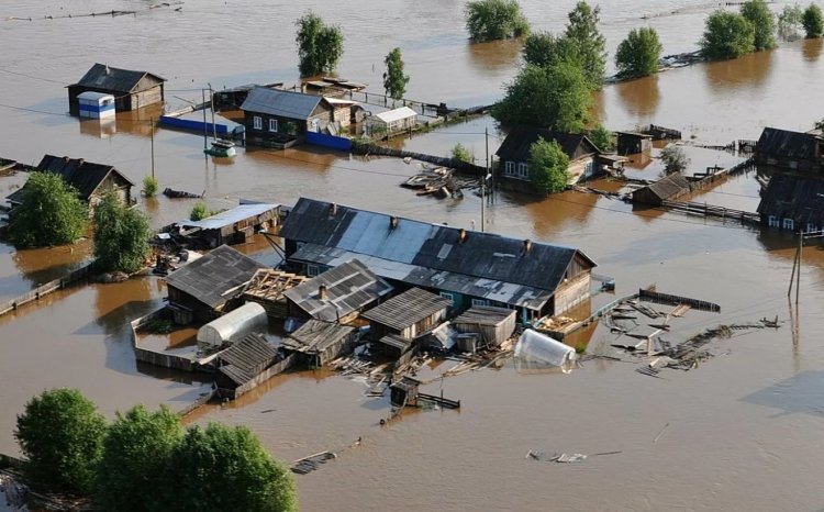 Flood in the Irkutsk region, 2019. Iya River in the town of Tulun had a flood peak of 14 meters –