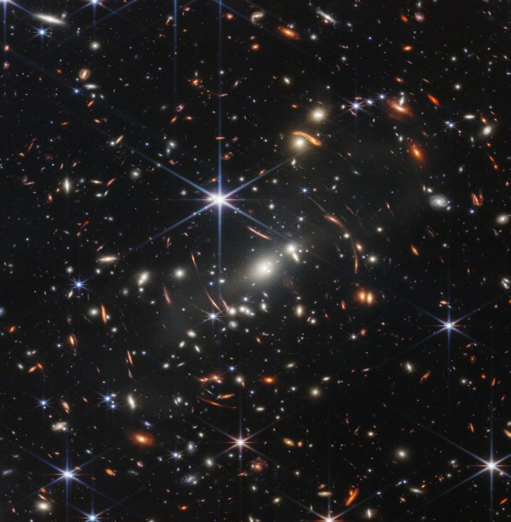 Image of galaxy cluster SMACS 0723 captured by the near infrared camera of the James Webb Space Telescope. Source: NASA.
