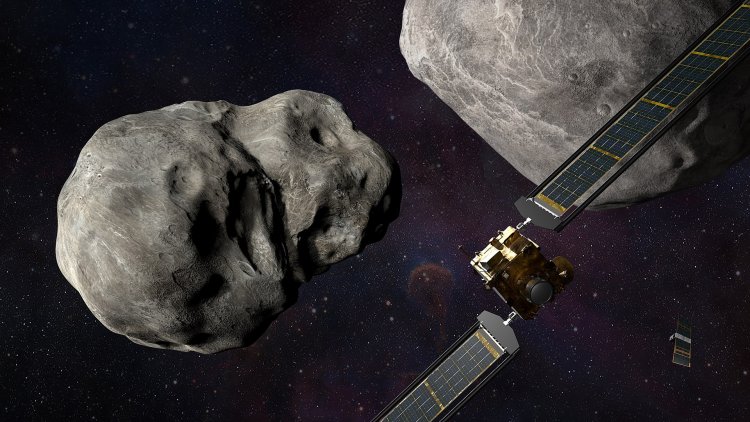 The Double Asteroid Redirection Test (DART), which will help determine if intentionally crashing a spacecraft into an asteroid is an effective way to change its course, is scheduled to launch no earlier than 1:21 a.m. EST Wednesday, Nov. 24 (10:21 p.m. PST Tuesday, Nov. 23) on a SpaceX Falcon 9 rocket from Vandenberg Space Force Base in California. This illustration is of the DART spacecraft and the Italian Space Agency’s (ASI) LICIACube prior to impact at the Didymos binary system. DART is the agency’s first planetary defense test mission and the target asteroid is not a threat to Earth