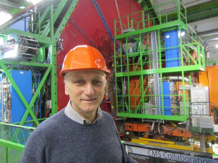 Eduard Ernstovich Boos in the underground hall where the CMS detector is located