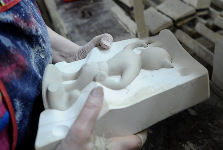 A hard-baked product in the mold
