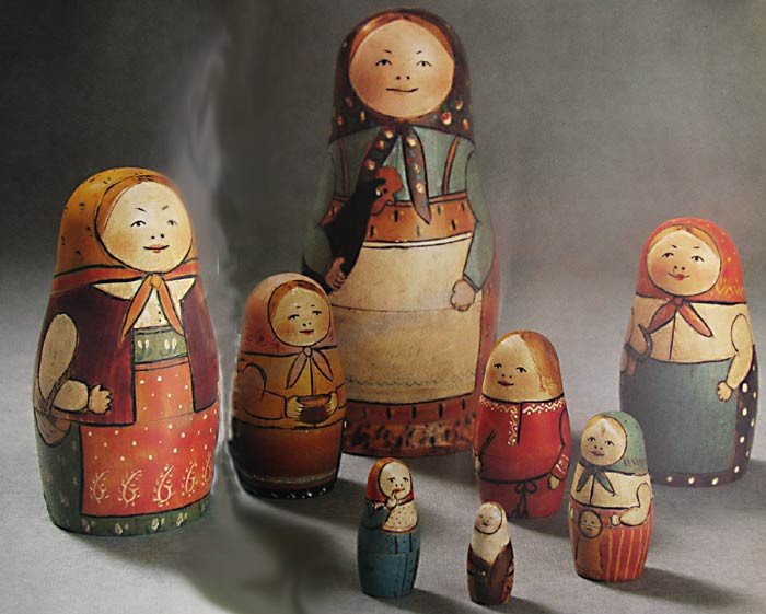 The first nesting doll based on sketches by S. Malyutin